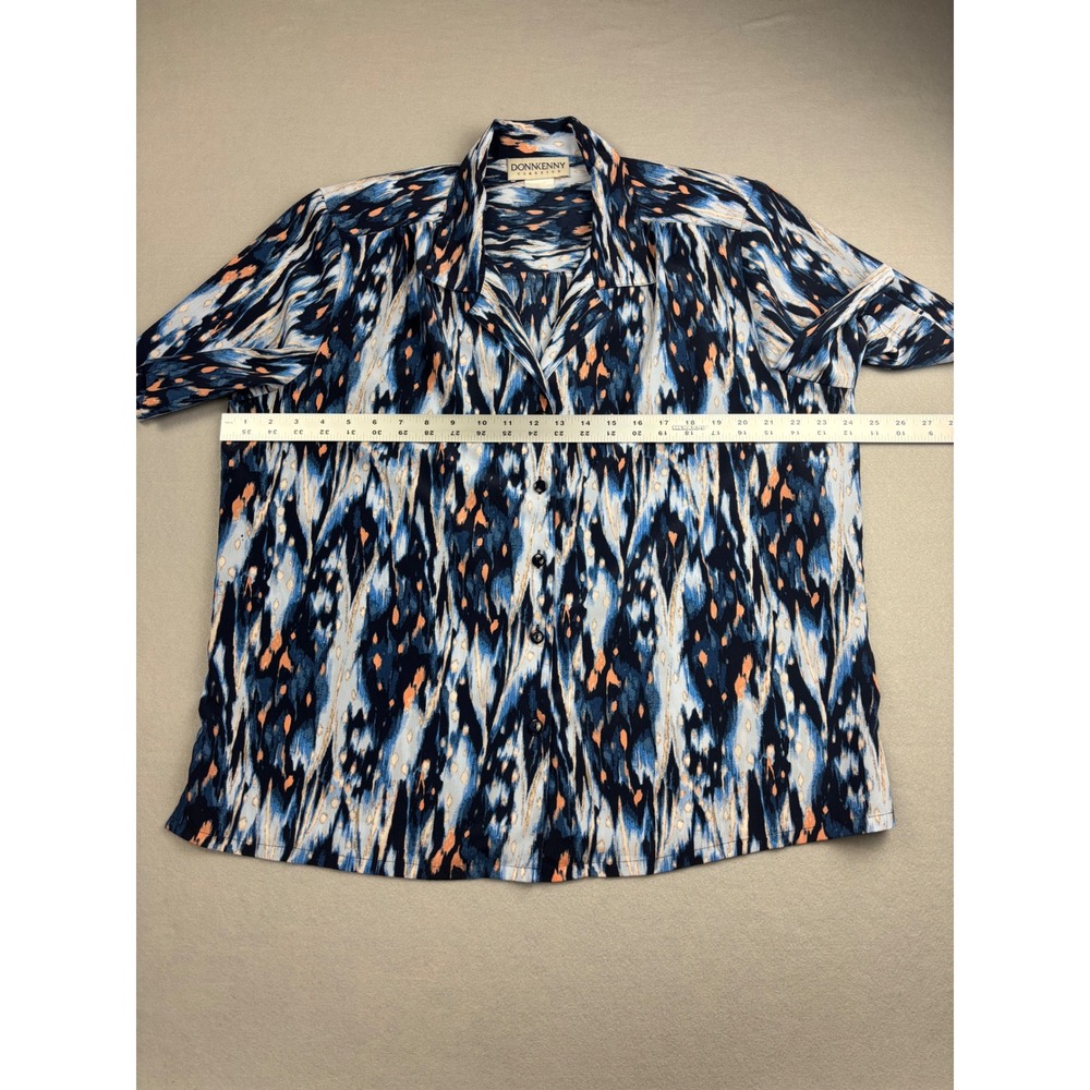 Vintage Donnkenny Classics Blouse Womens Blue Abstract Ikat Watercolor Shirt XL - Picture 5 of 7